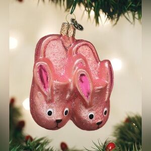 NWT OLD WORLD CHRISTMAS BUNNY SLIPPERS ORNAMENT A CHRISTMAS STORY PINK NIGHTMARE